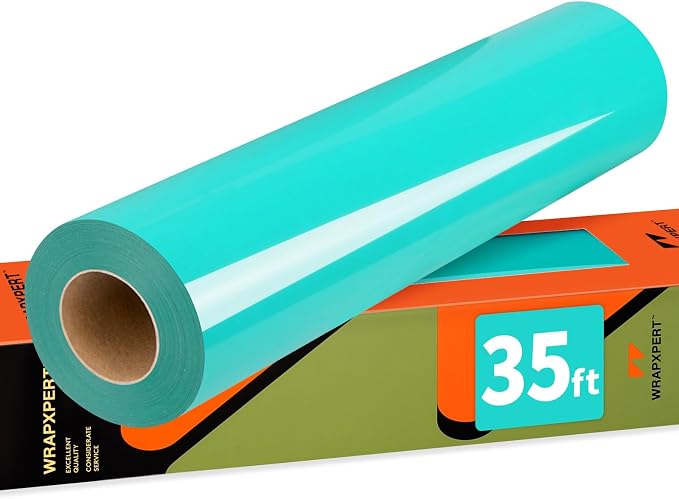 WRAPXPERT HTV Heat Transfer Vinyl Roll-12 x35ft Bright Teal Iron On Vinyl