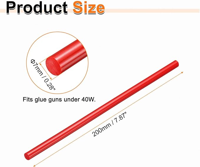 HARFINGTON 10pcs Hot Glue Sticks 0.28" Dia x 7.87" Long EVA Mini Hot Melt