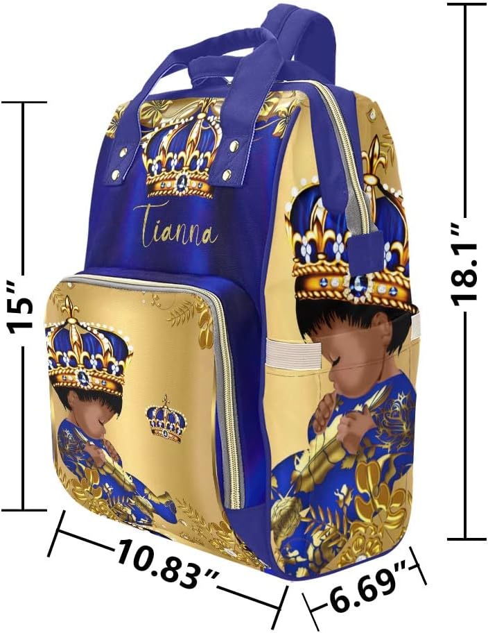 Gold Blue Cute Baby Boy Diaper Bags with Name Waterproof Mummy Backpack Nappy Nursing Baby Bags Gifts Tote Bag for Women