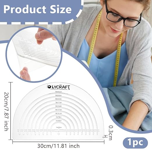 OLYCRAFT Circle Acrylic Ruler for Cutting Fabric Clear Acrylic Templates