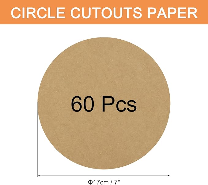 MECCANIXITY 60 PCS Khaki Color Circle Cutouts Paper 7 Inch Round Card Stock