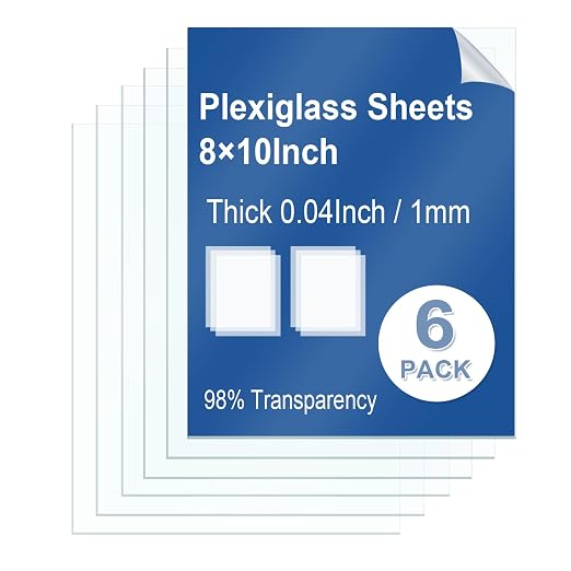 6 Pack Clear Plexiglass Sheets 8×10×0.04In Thin PET Plexi Glass Sheets