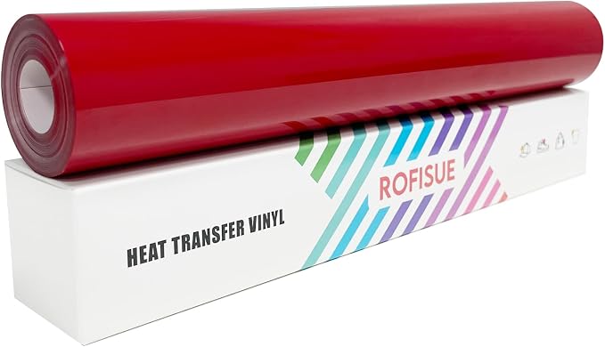PU Heat Transfer Vinyl Red, 12Inches×20FT Iron on