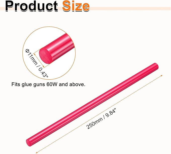 HARFINGTON 10pcs Hot Glue Sticks 0.43" Dia x 9.84" Long EVA Mini Hot Melt