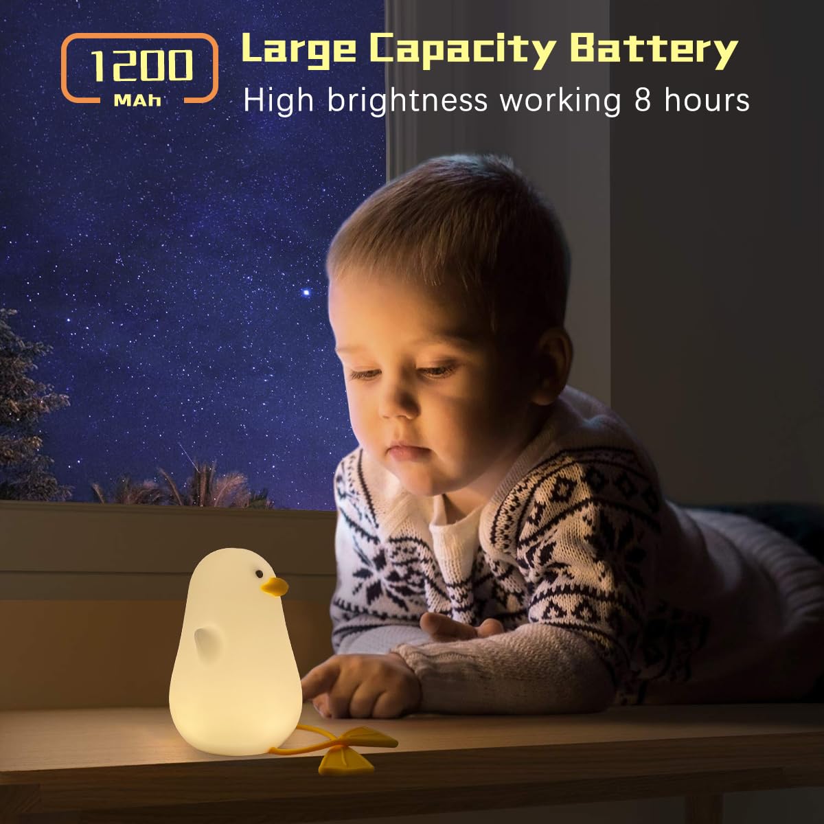 Kids Night Light, Cute Silicone Duck Nursery Lamp for Baby and Toddler,RGB Animal Light for Boys and Girls Gift