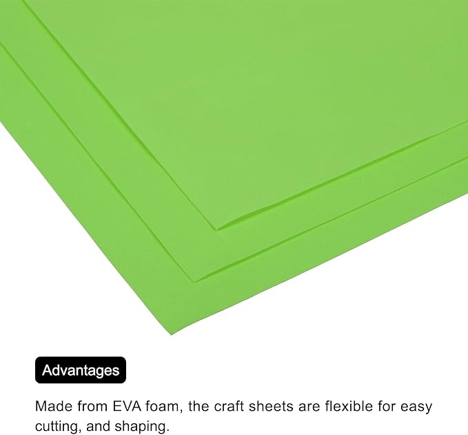 MECCANIXITY EVA Foam Sheets Apple Green 19.7 Inch x 19.3 Inch 1mm Thick Crafts