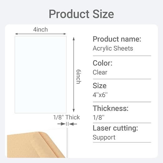 1/8" Thick Clear Acrylic Sheet 4" x 6"