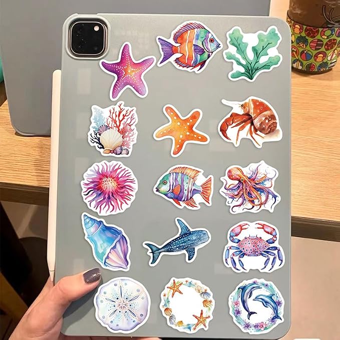 50PCS Colorful Ocean Animal Stickers Waterproof Vinyl Marine Life Sticker Pack
