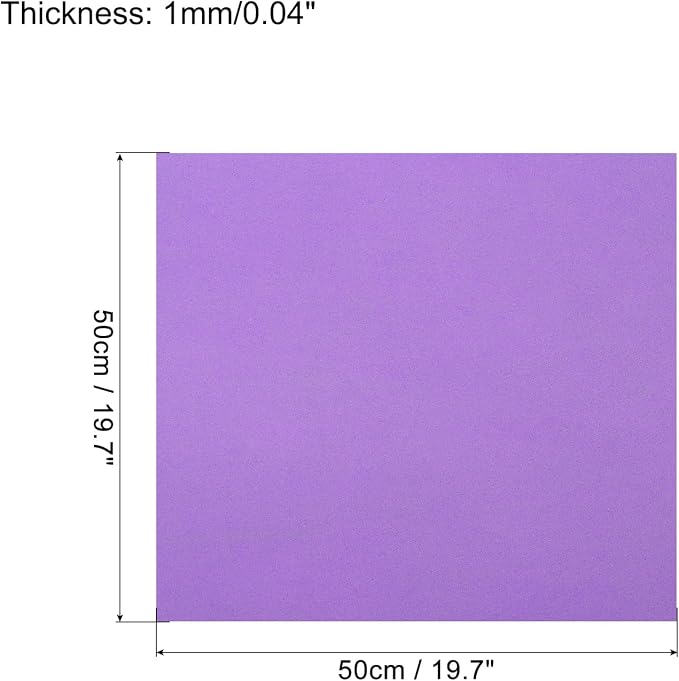 MECCANIXITY EVA Foam Sheets Dark Purple 19.7 Inch x 19.7 Inch 1mm Thick Crafts