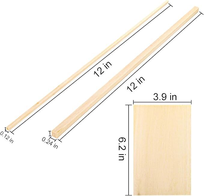 Okllen 150 Pieces Balsa Wood Sticks, Square Unfinished Balsa Wood Sheets Set