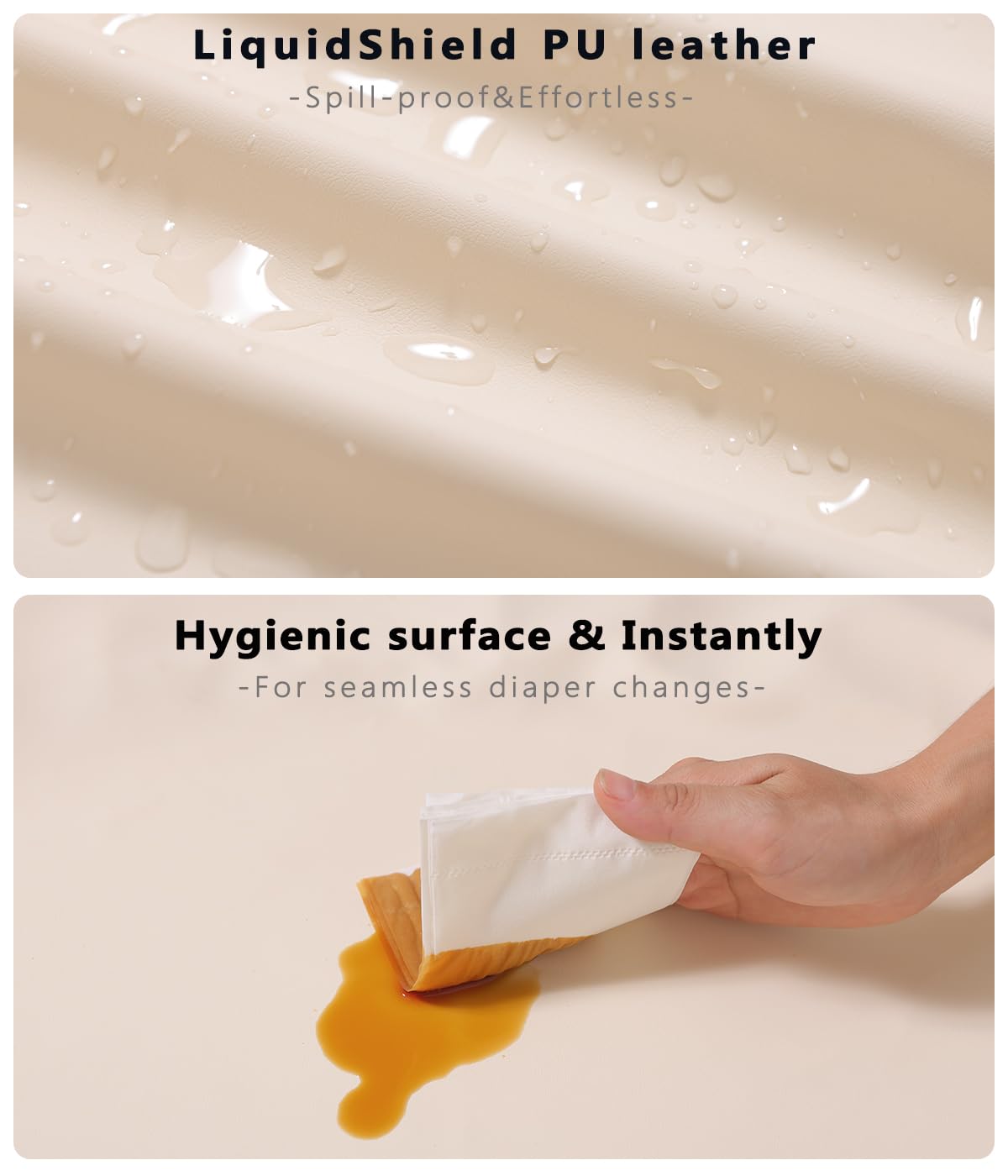 Vegan Leather Baby Changing Pad Covers for Girl, Boy, Waterproof & Wipeable Soft Diaper Changing Mat Cover.Fits Standard Changing Pads with Dimensions of 32" x 16".