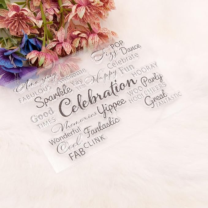 Celebration Words Background Clear Stamps Silicone Stamp Cards