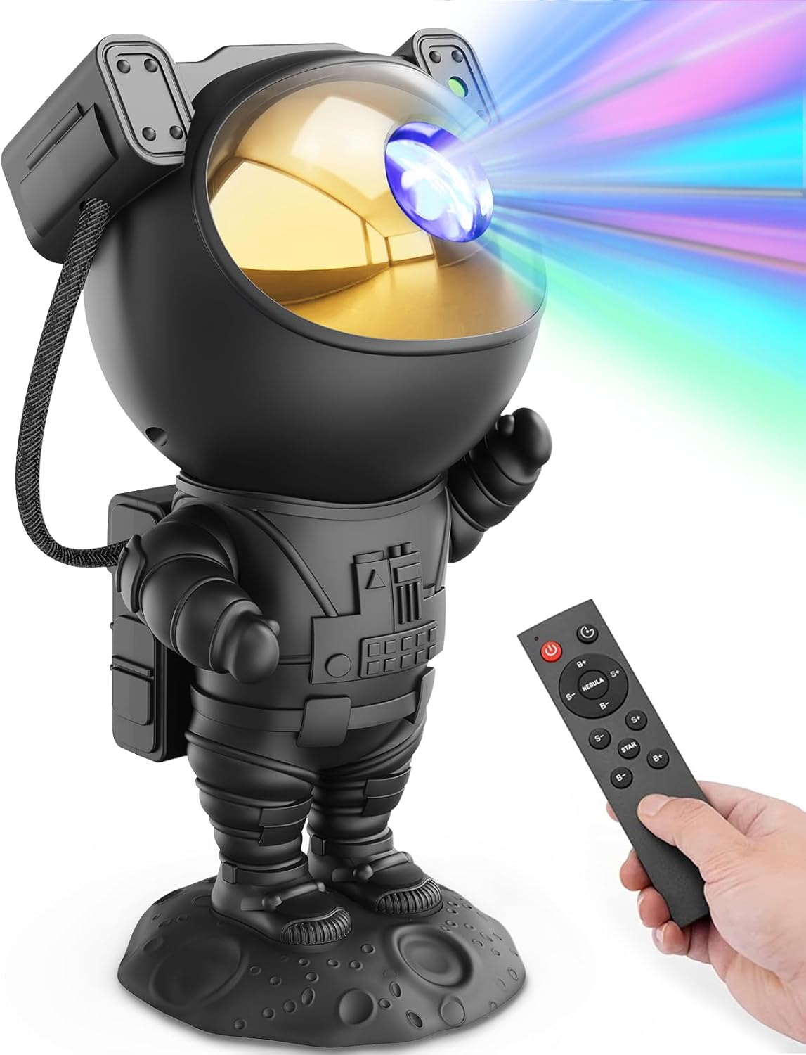Mooyran Galaxy Projector for Gaming Room Decor - Black Astronaut Star Projector, Cool Stuff for Men's Bedroom Accessories, LED Nebula Light with Remote, for Teen Boys & Gamers