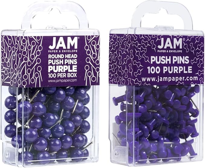 JAM PAPER Colorful Push Pins