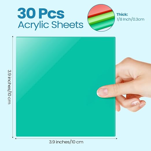 Suzile 30 Pcs Colored Acrylic Sheets 1/8 Inch Thick