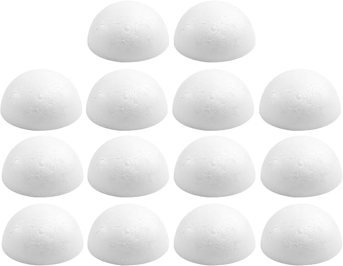 Crafjie 14PCS 4 Inchs Half Foam Balls White Half Round Polystyrene Foam Balls