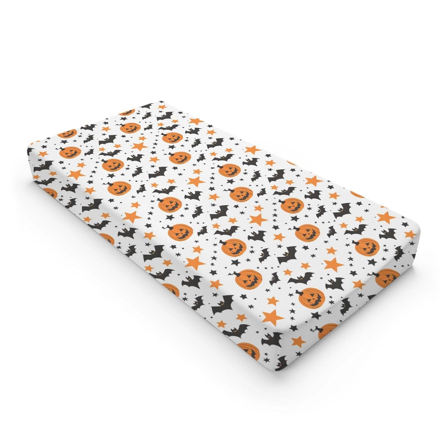 Halloween Pumpkin Bats Stars Pattern Baby Changing Pad Cover, Unisex Fall Winter Holiday Nursery Diaper Changing Table Pad Mat Sheet for Boys Girls-16x32