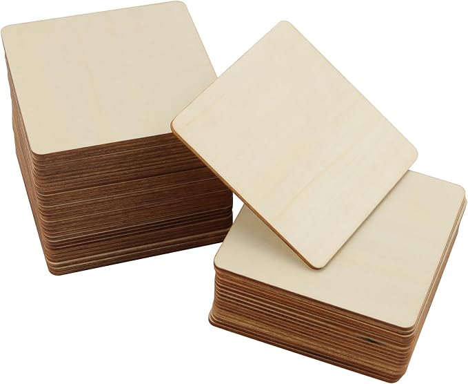 HOIGON 30 PCS Square Unfinished Wood Pieces, 6 x 6 Inch Blank Basswood Wooden