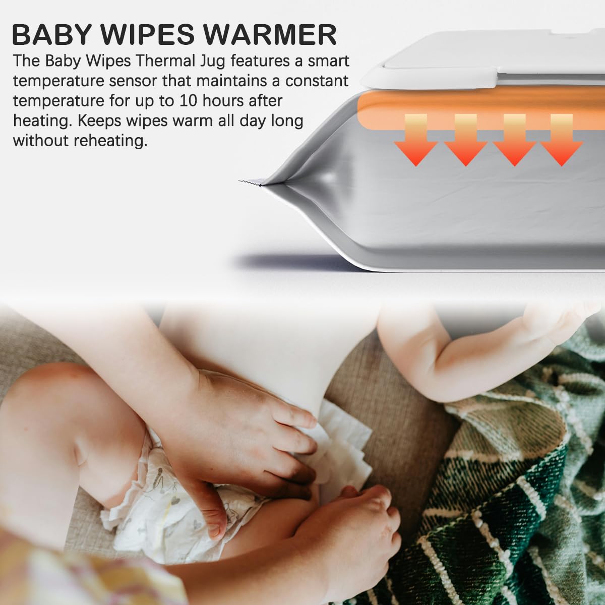 Baby Wipes Warmer Travel Wipes Warmer Portable Thermostat Reusable Wipes Heater for Home Car Travel （White）
