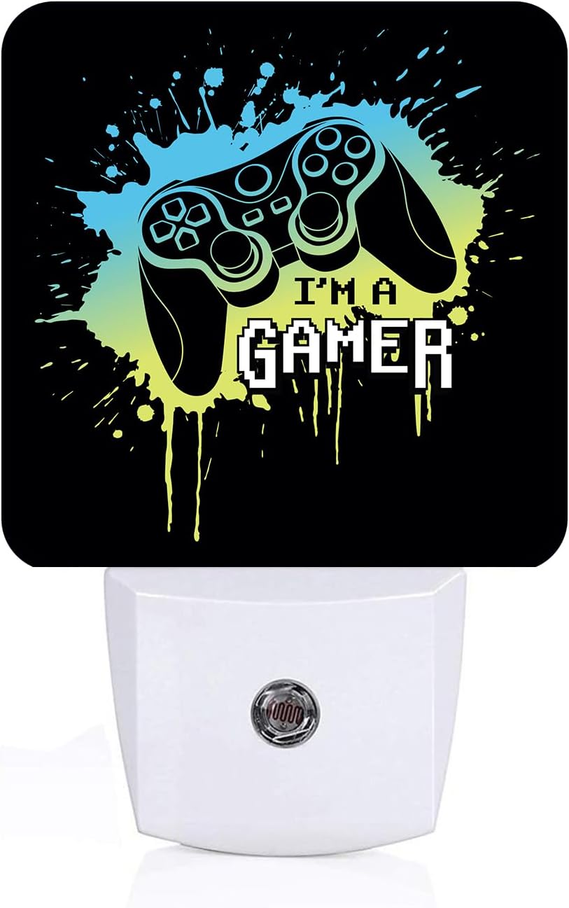 I'm A Gamer Night Light,Plug Into Wall with Dusk to Dawn Light Sensors, Warm Nightlights for Bedroom, Bathroom, Hallway, Kitchen, Gifts Ideal for Boys Girls Women Men