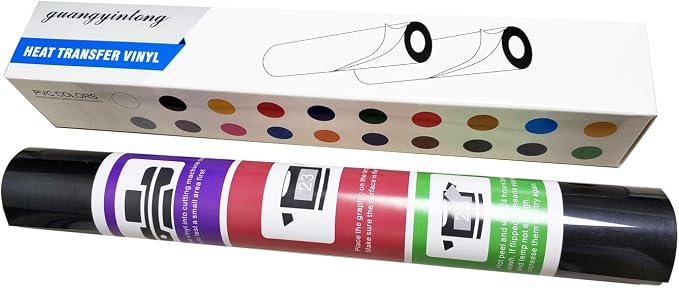 guangyintong Heat Transfer Vinyl Black HTV Rolls, Matte Surface PVC Material