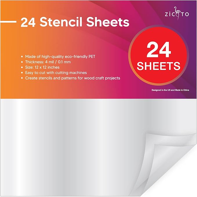 Easy Cut Stencil Sheet Set of 24-12”x12” Acetate Mylar