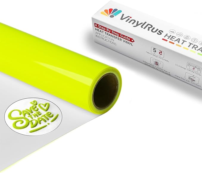 VinylRus Puff Vinyl Heat Transfer 3D -12” x 6ft Neon Yellow Puff Iron on Vinyl