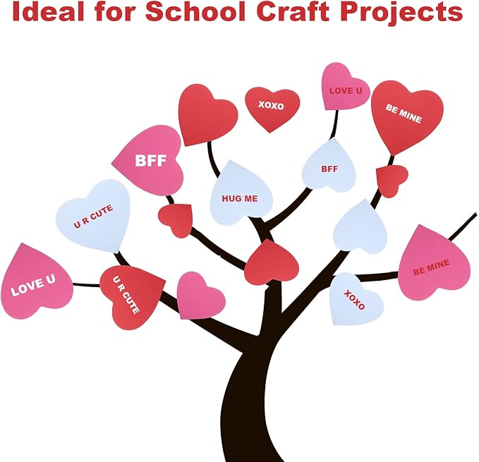 90 Pieces Heart Cutouts Paper Hearts Heart Shape Cards 5.5 Inches Large