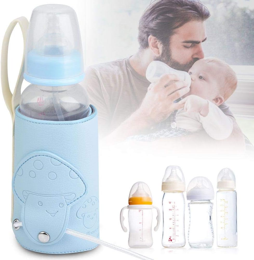 Qinlorgo Portable Bottle Warmer, 10W USB Microfiber PU, Blue
