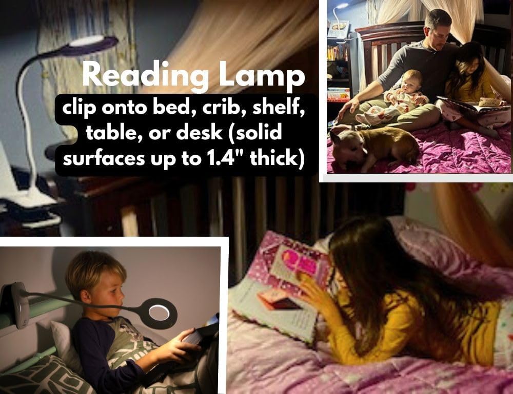 Portable LED Clip On Night Light for Babies, Kids & Adults – Dimmable, Rechargeable, 3-Colors for Nursery, Desk, Crib, Diapers, Reading, Feeding, Bedroom, Office, Task, Car, Music, Travel, Gift