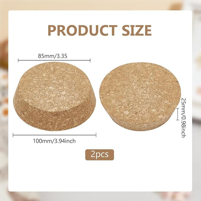 BENECREAT 2pcs Cork Stoppers, Tapered Wine Cork Plugs