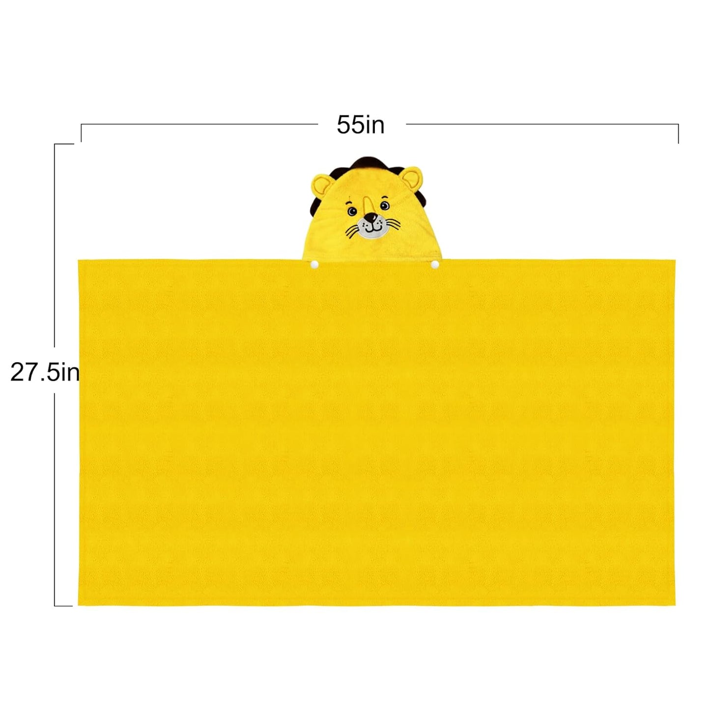 ROMASA Baby Bath Towel Ultra Soft Hooded Towel Highly Absorbent Bathrobe Blanket Toddlers Shower Gifts for Boys Girls-27.5" x 55" (Yellow Lion)