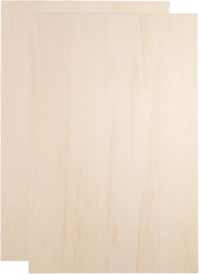 HARFINGTON 2pcs 2mm Basswood Plywood Sheets 12" x 8" x 3/32" Thin Unfinished