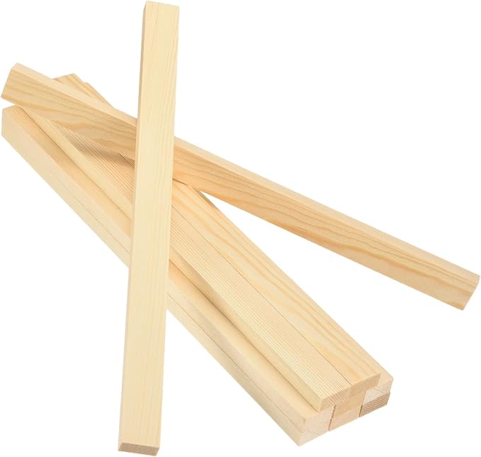 MECCANIXITY 10Pcs Wood Strips Slats, 11/32" x 7/8" x 12" Thin Wood Sticks Flat