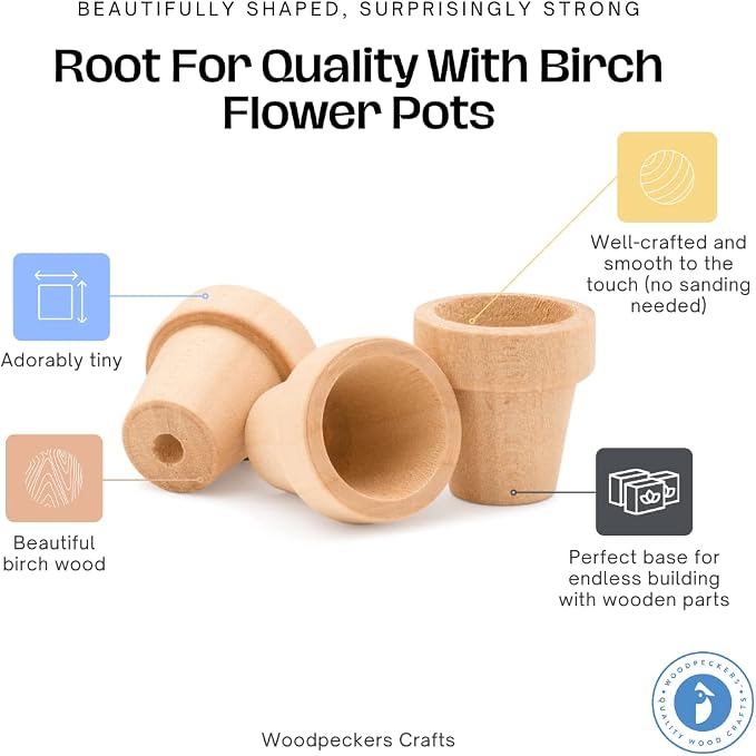 Mini Craft Flower Pot 5/8-inch x 9/16-inch, Model & Dollhouse, by Woodpeckers