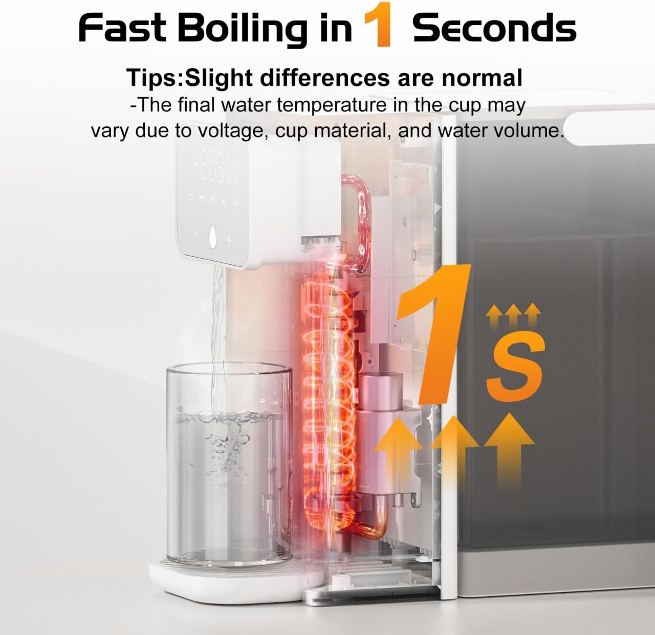 Instant Hot Water Dispenser for Quick Heating & Dispense,Adjustable Temperatures & 3 Water Volume Dispense, Removable 100 Ounce 3L Water Tank Capacity, BPA Free