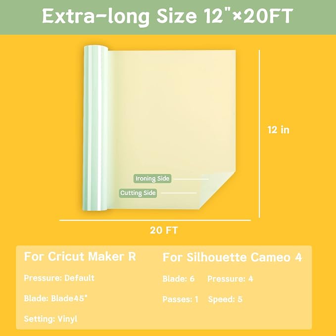 HTVRONT Clear Sublimation HTV Vinyl Glossy 12" X 20FT