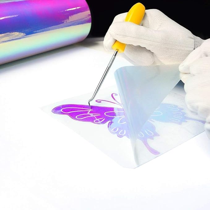 TECKWRAP Holographic Chrome Vinyl Permanent Adhesive 12" x 60", Opal White