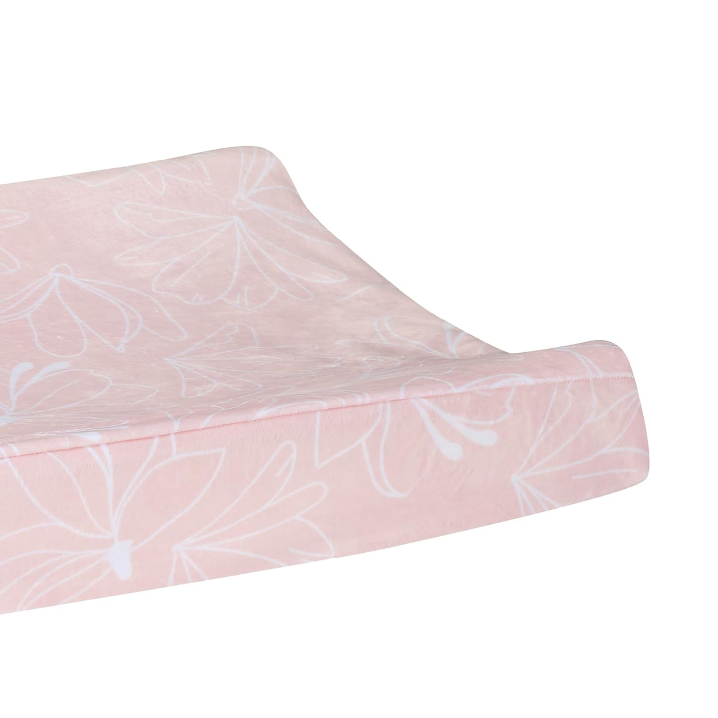Lambs & Ivy Petals Soft Pink/White Floral Outline Baby Changing Pad Cover