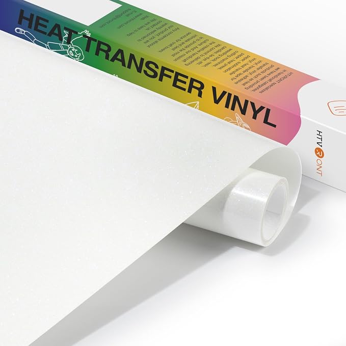 HTVRONT Glitter HTV Vinyl- 10” x 5ft Purple White Glitter Iron On Vinyl |