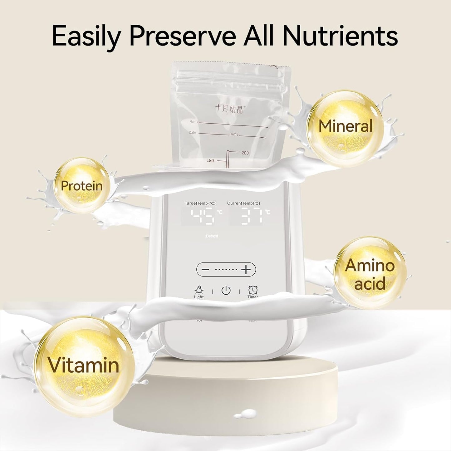 Baby Bottle Warmer for Breast Milk with Timer & Night Light, 11-in-1 Milk Warmer for Baby Bottles, 48H Keep Warm, BPA-Free Fast Heating with Adjustable Temperature for Glass/PPSU Bottles