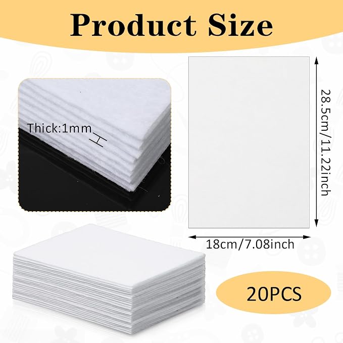 15Pcs White Stiff Felt Fabric Sheets,