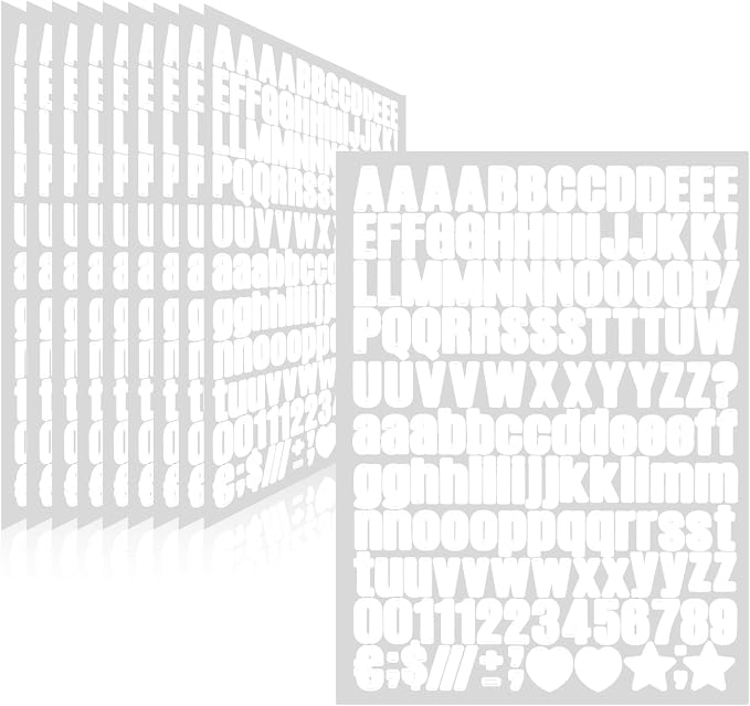 1550 Pieces 10 Sheets Letter Stickers, Vinyl Mailbox Numbers Alphabet Stickers