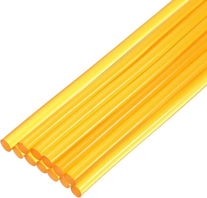 uxcell Mini Hot Glue Sticks for Glue Gun 7mm x 200mm Transparent Yellow 12pcs