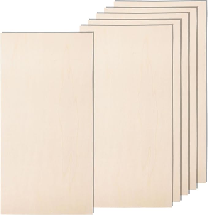 6 Pack 12 x 24 x 1/4 Inch-6mm Thick Basswood Sheets