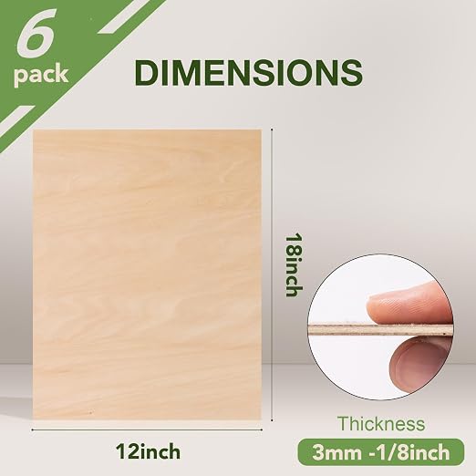 Rowood 6 Pack Basswood Sheets, 3mm Basswood