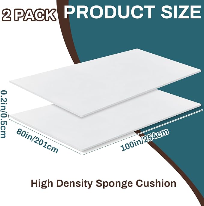 Frienda 2 Pack 100" x 80" x 0.2"Upholstery High Density Craft Sheets Cushion