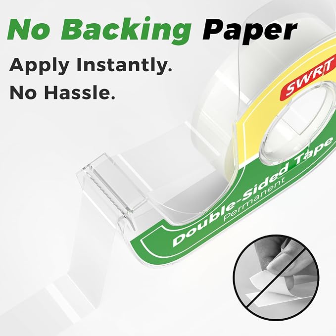 SWRT Double-Sided Tape for Crafts, 1/2 in x 300 in, 6 Pack