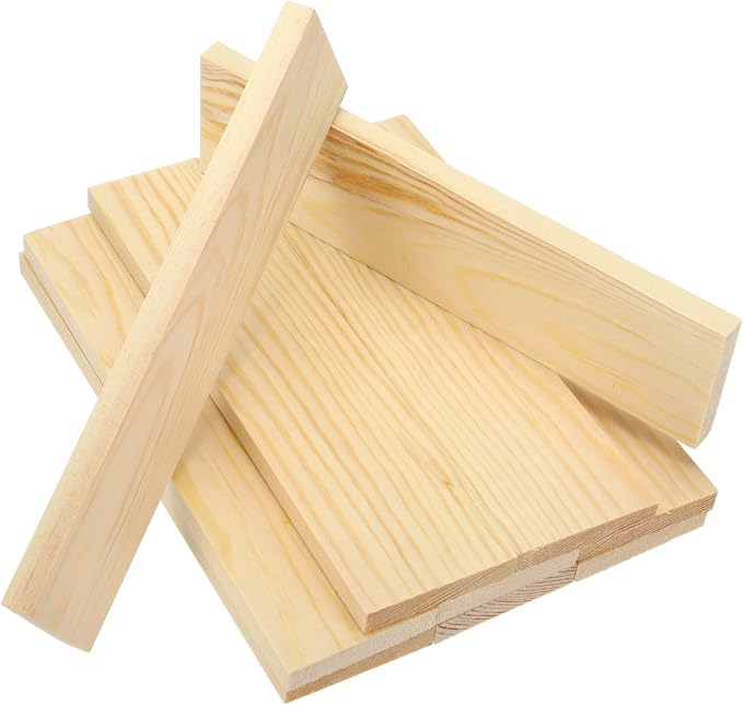 MECCANIXITY 10Pcs Wood Strips Slats, 11/32" x 2" x 8" Thin Wood Sticks Flat