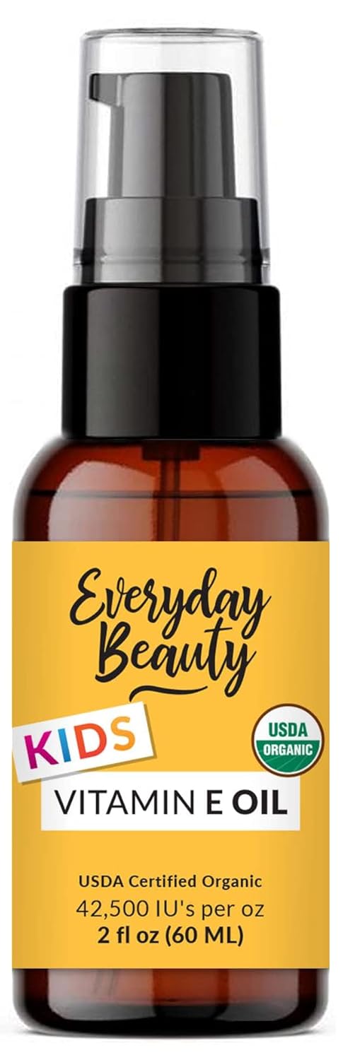 Organic Vitamin E Oil - Nourishing Baby Massage Oil for Moisturizing Dry Skin - Fragrance Free & All Natural Plant Based, Lightweight Gentle Blend - 2 Fl Oz With Pump Top